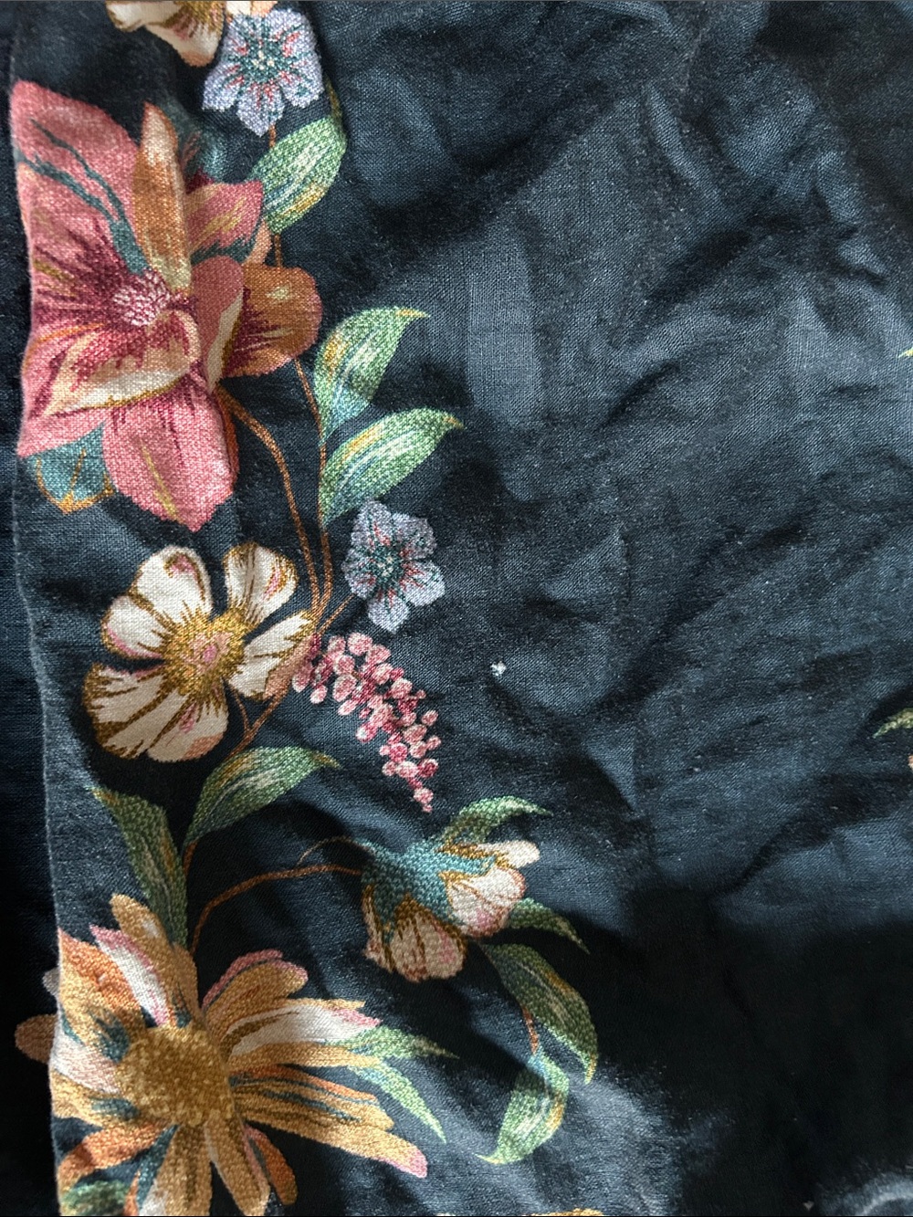 100% Linen FARM Rio Navy Maxi Dress with Multicolor Floral Embroidery - Picture 5 of 7